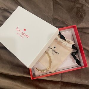 Kate Spade Gold-Tone Imitation Pearl Studded Cuff Bracelet with box and pouch
